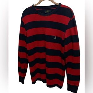 Polo Ralph Lauren Shirt Waffle Mens M (unisex) Waffle knit striped blue & red